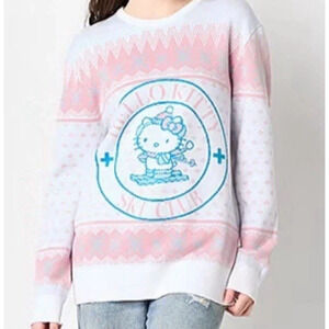 Hello Kitty and Friends Women Juniors Large Sweater Angel Intarsia Christmas $59